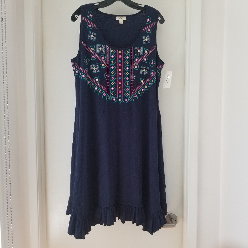 Style & co tank dress with embroidery and mirrors! - Picture 3 of 8